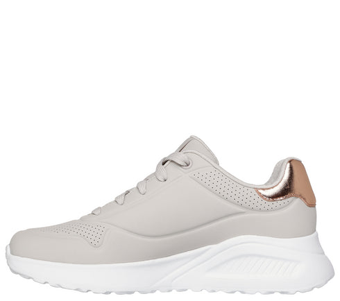 Pantofi sport, dama, SKECHERS UNO LITE - SHIMMER ALONG 177291-NAT crem, piele ecologica